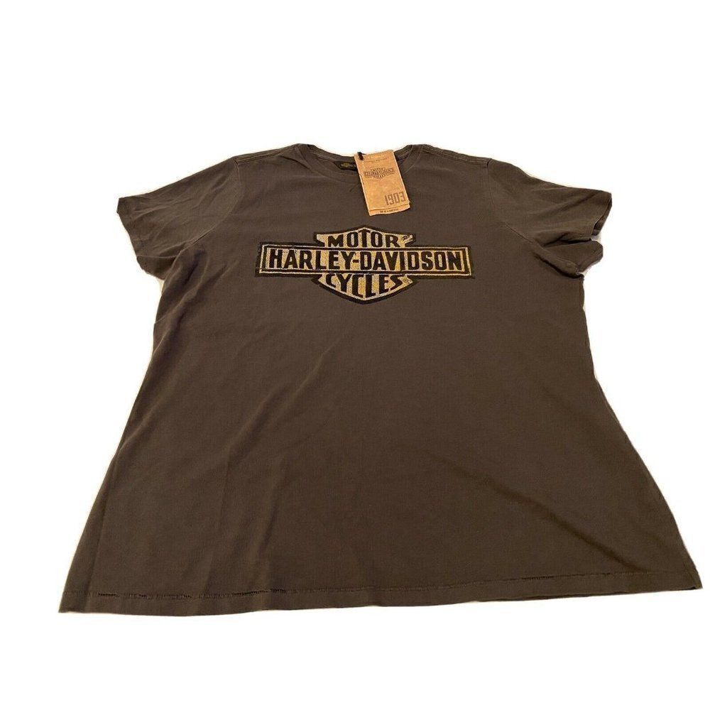 Harley-Davidson Women's Flocked Logo Short Sleeve‎